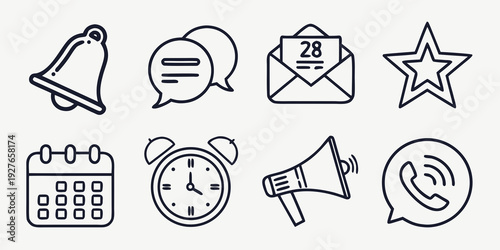 A collection of icons representing various communication and notification methods Vector