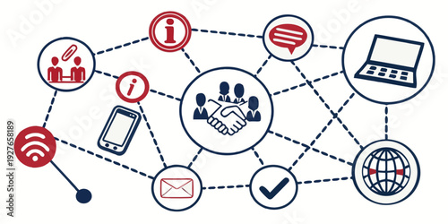 A visual representation of a network of interconnected devices and their communication paths Vector