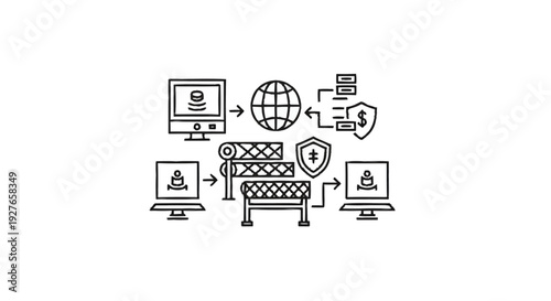 Digital Network Security and Data Transfer Process.