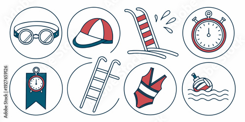 Illustration of various symbols representing different activities and concepts Vector