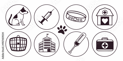 Assorted icons representing various services and facilities Vector