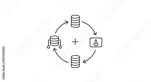Database synchronization and data flow diagram.