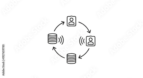 Diagram illustrating data flow between users and databases.