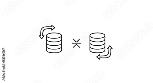 Database synchronization and data transfer concept illustration.