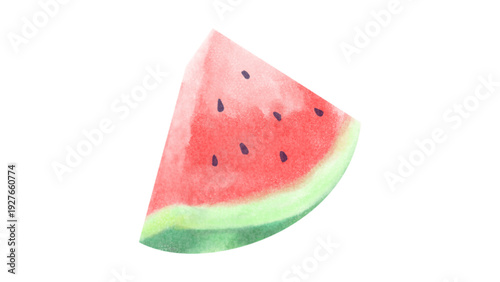 Watercolor Sliced Watermelon Fruit Isolated on White Background