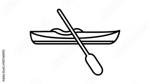 Kayak and Paddle Line Art Icon Vector