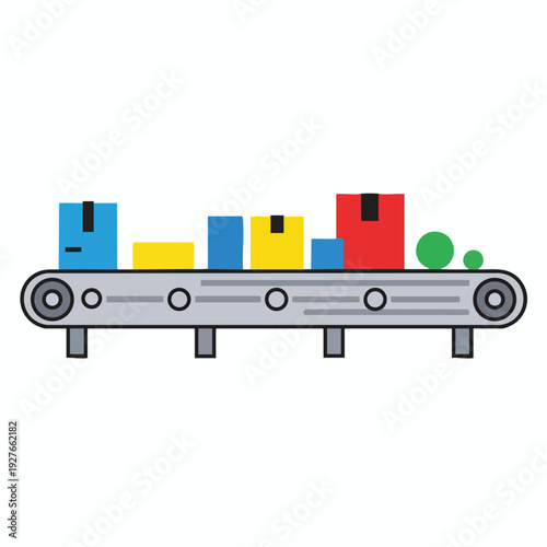 Colorful Toy Blocks Moving Along a Conveyor Belt for Kids and Learning