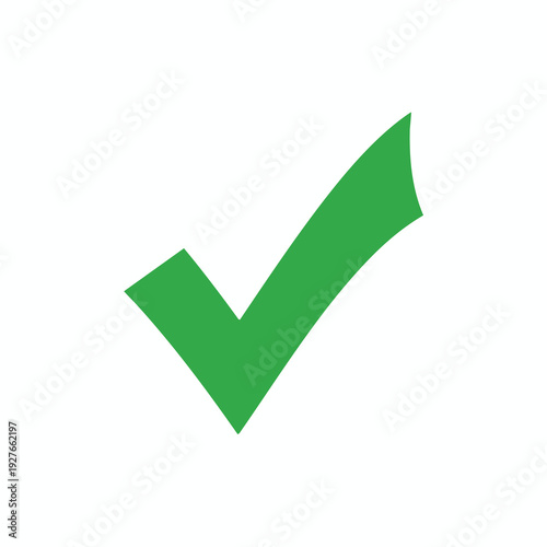 Green Checkmark Symbol on White Background for Success or Approval