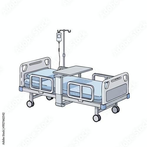 Modern Hospital Bed with Medical Equipment for Healthcare Settings