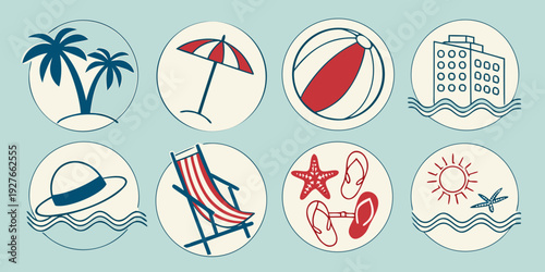 Assorted icons representing various sports and activities Vector