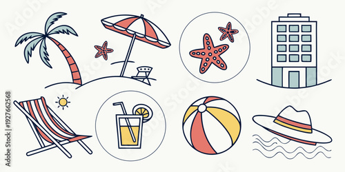 A diverse collection of activities and objects including sports and leisure items Vector