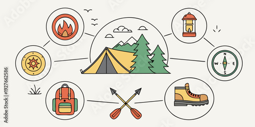 Illustration of a family enjoying outdoor activities in a park setting. Vector