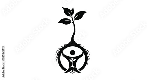 Symbol of growth and human connection, with roots nurturing a flourishing plant.