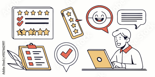 A colorful illustration of various icons representing different aspects of life and activities Vector