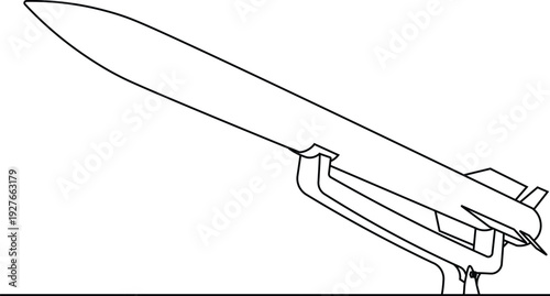Vector outline of a missile side view vector illustration.