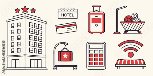 Medical icons representing various aspects of healthcare and hospital services. Vector