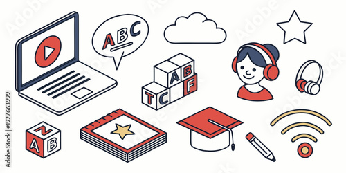 A diverse group of people engaging in various activities with technology. Vector