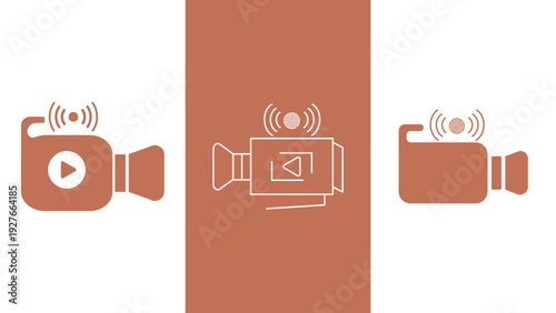 Modern podcast recording studio with high quality microphone and digital camera