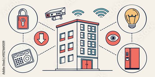 Illustration of various types of buildings and their uses Vector