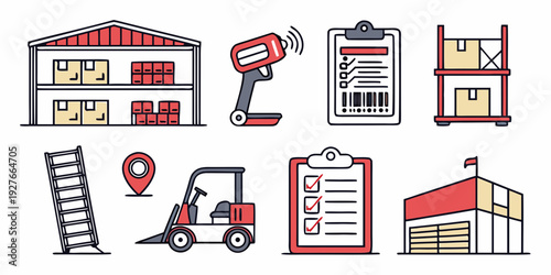 Illustrations of various construction and building maintenance tools and equipment Vector