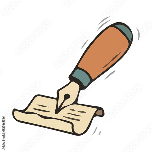 Hand Writing with Quill Pen