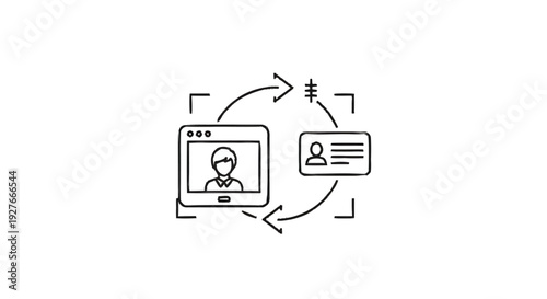 Digital Identity Verification Process Icon with User Profile and ID Card.