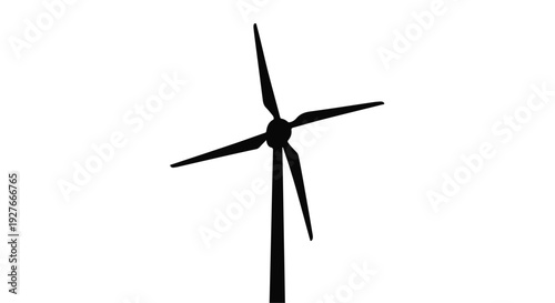A black silhouette of a wind turbine with four blades against a white background