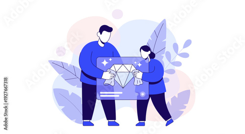 Team meticulously polishing diamond symbol of quality and value enhancement