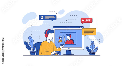 A young person immersed in an exciting online gaming live stream experience connecting with friends and enjoying the virtual world