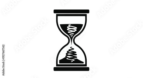 Hourglass with swirling water icon, symbolizing time passing and fluidity
