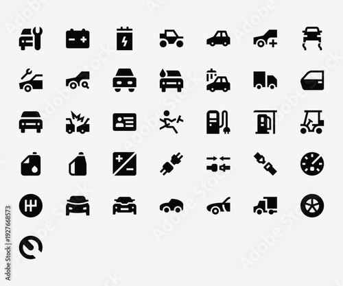 Car Solid Icon Set