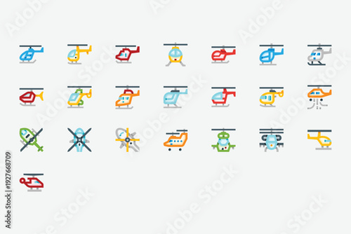 Helicopters Color Icon Set