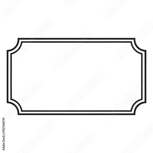 Elegant black double line frame with ornate rounded corners. Perfect for vintage labels, certificates, invitations, or decorative text elements.