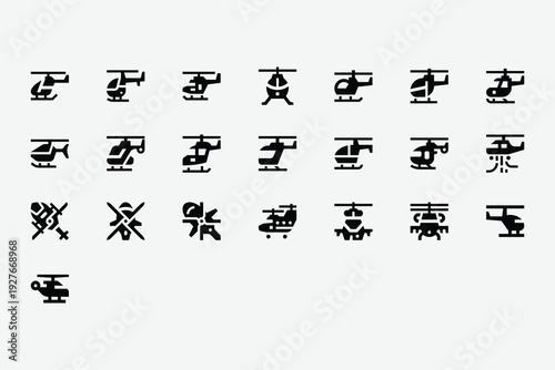 Helicopters Solid Icon Set