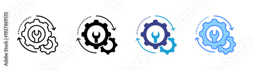 Engineering icon set multiple style collection