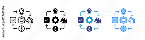 Business Process icon set multiple style collection