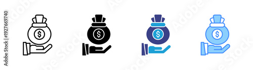 Income icon set multiple style collection