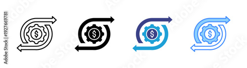 Cash Flow icon set multiple style collection