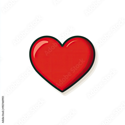 A glossy red heart shape with a dark outline and a soft shadow, against a white background Free Download A glossy red heart shape with a dark outline and a soft shadow, against a white background - GFXLoad