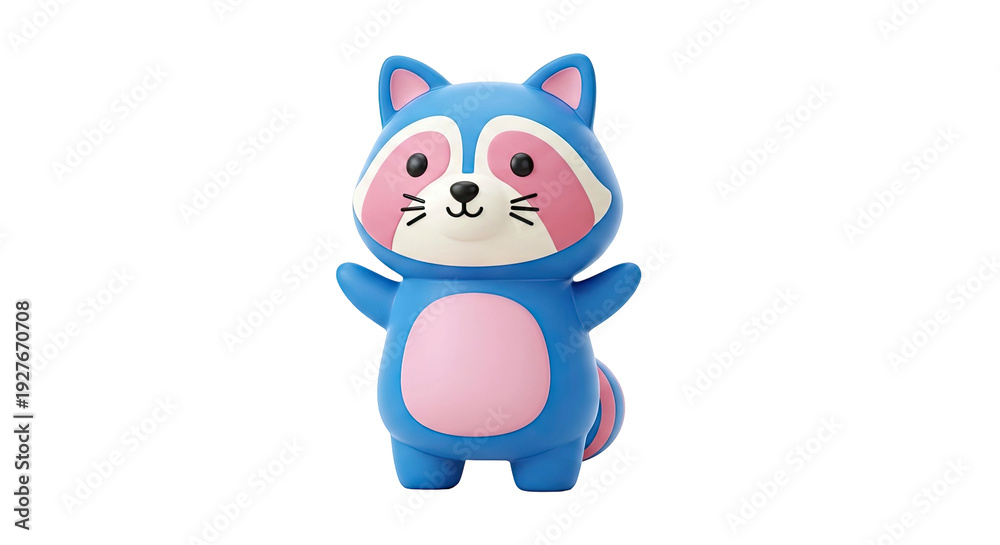 Fototapeta premium Blue Raccoon Character with Pink Accents