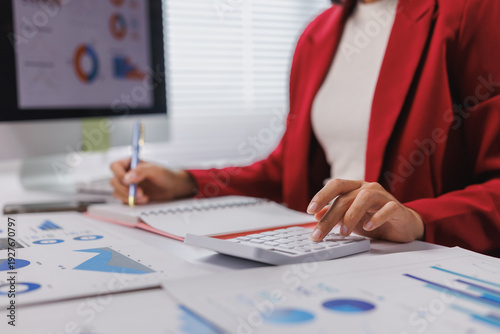 Professional preparing financial report calculating data