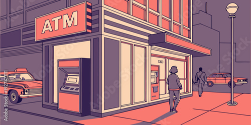 A vibrant illustration of a classic diner with a retro aesthetic and bold signage. Vector