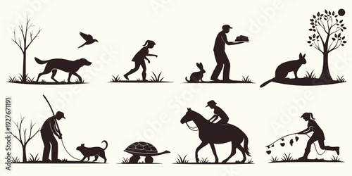 Ancient humans hunting and evolving throughout the ages Vector