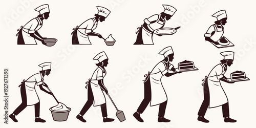 A sequence of illustrations depicting a person performing various exercises Vector