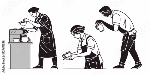 A group of men working together in a laboratory setting with various equipment. Vector