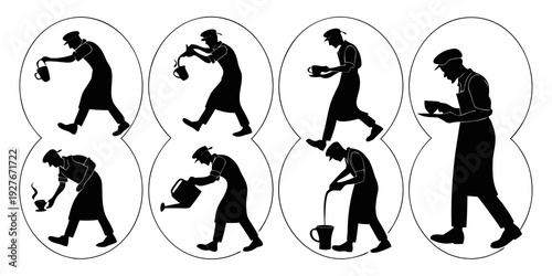 A sequence of images showing a person performing a series of tai chi movements Vector