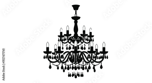Elegant Chandelier Silhouette Illustration - A Luxurious Lighting Fixture