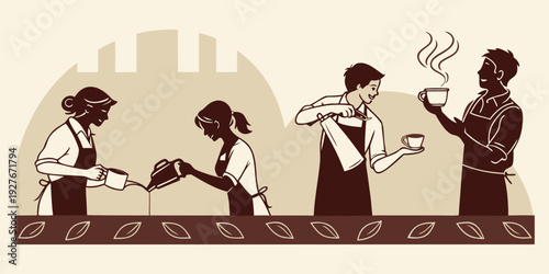 A group of people working together to build a structure with medieval tools and techniques Vector