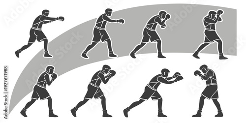 A sequence of stick figure drawings depicting a person throwing a baseball. Vector
