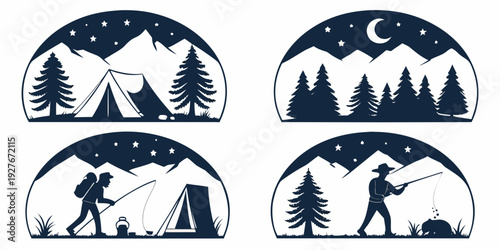 Illustration of various animals standing under the moonlight Vector